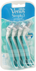 VENUS SIMPLY3 SENSITIVE DSPSBL RAZOR 4CT