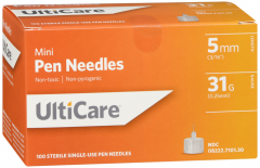 ULTICARE PEN NEEDLE 5MM 31G 100CT