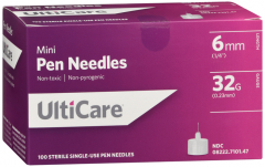 ULTICARE PEN NEEDLE 6MM 32G 100CT