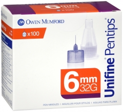 UNIFINE PENTIPS PEN NEEDLE 6MM 32G 100CT