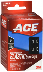 ACE COMPRESSION BANDAGE BLACK 3IN W/CLIP
