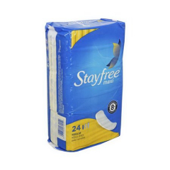 STAYFREE MAXI REG PAD UNSCENTED 6X24CT