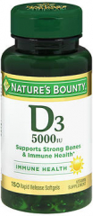 Nature's Bounty D-5000 IU Maximum Strength - 150 Softgels