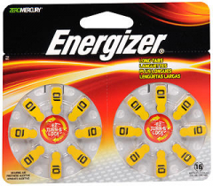Energizer Zero Mercury Hear Aid Batteries AZ10DP - 16 ct