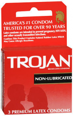 Trojan Condoms Non-Lubricated Latex - 3 ct