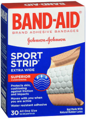 Band-Aid Sport Strip Extra Wide Adhesive Bandages All One Size - 30 ct