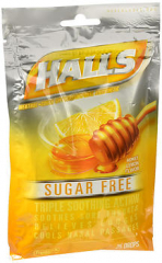 Halls Mentho-Lyptus Drops Sugar Free Honey-Lemon - 25 ct