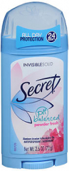 Secret Invisible Solid Anti-Perspirant Deodorant pH Balanced Powder Fresh - 2.6 oz