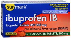 Sunmark Ibuprofen IB 200 mg Coated Tablets - 100 ct