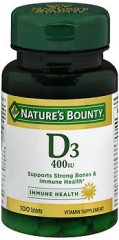 Nature's Bounty D3-400 IU Vitamin Supplement - 100 Tablets