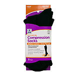QC COMPRESS RIBBED SOCK    BLK LG  99375
