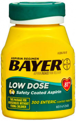 Bayer Low Dose Aspirin 81 mg Enteric Coated Tablets - 300 ct