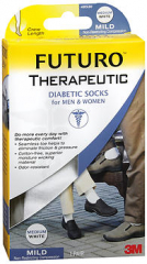FUTURO Therapeutic Diabetic Socks for Men and Women Crew Length Medium White