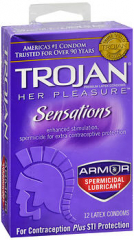 Trojan Her Pleasure Sensations Armor Spermicidal Lubricant Premium Latex Condoms