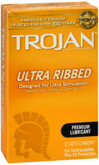Trojan Stimulations Ultra Ribbed Premium Latex Condoms - 12 ct