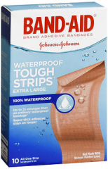 Band-Aid Tough-Strips Waterproof Bandages Extra Large All One Size - 10 ct