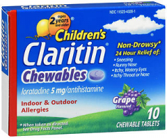 Claritin Children's 24 Hour Allergy Non-Drowsy Grape - 10 Chewable Tablets