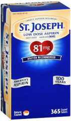 St. Joseph Low Dose Aspirin 81 mg Coated Tablets - 365 ct