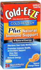Cold-Eeze Plus Natural Immune Support +Natural Energy QuickMelts Natural Orange Flavor - 24 each