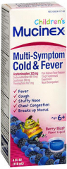 Mucinex Children's Multi-Symptom Cold & Fever Liquid Berry Blast Flavor