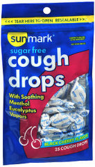 Sunmark Sugar Free Cough Drops Black Cherry Flavor