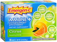 Emergen-C Immune+ System Support Fizzy Drink Mix Dietary Supplement 30 Pack Citrus
