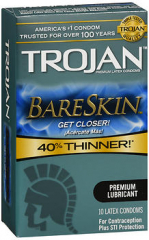 TROJAN BareSkin Lubricated Premium Latex Condoms 10 EA