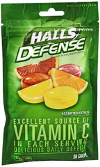 Halls Defense Vitamin C Dietary Supplement Drops Assorted Citrus