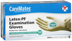 Caremates Latex-Pf Examination Gloves Small