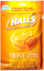 Halls Menthol Cough Suppressant Oral Anesthetic Drops Honey-Lemon