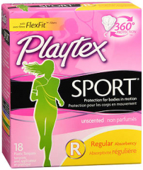 Playtex Sport Tampons Plastic Applicators Regular Absorbency Unscented