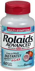 Rolaids Advanced Antacid plus Anti-Gas Chewable Tablets Assorted Berries