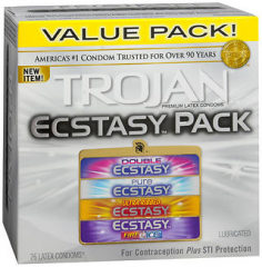 Trojan Ecstasy Pack Lubricated Premium Latex Condoms