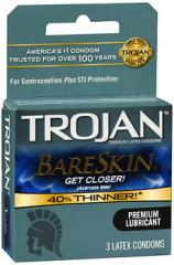 TROJAN BareSkin Lubricated Premium Latex Condoms 3 EA