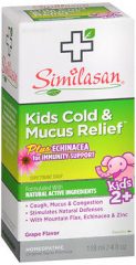 Similasan Kids Cold & Mucus Relief plus Echinacea for Immunity Support Syrup Grape Flavor