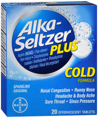 Alka-Seltzer Plus Cold Formula Effervescent Tablets Sparkling Original 20 TB