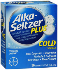 Alka-Seltzer Plus Cold Formula Effervescent Tablets Sparkling Original 36 TB
