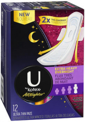 U by Kotex All Nighter Ultra Thin Pads Extra Heavy Overnight