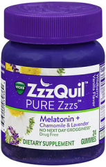 ZzzQuil Pure Zzzs Melatonin + Chamomile & Lavender Gummies Wildberry Vanilla Flavor